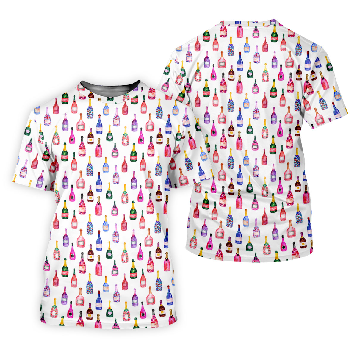 Champagne Bottles Seamless Pattern Watercolor Style Retro Golf Shirt, Ladies Golf Polos, Golf Shirt For Women SH818