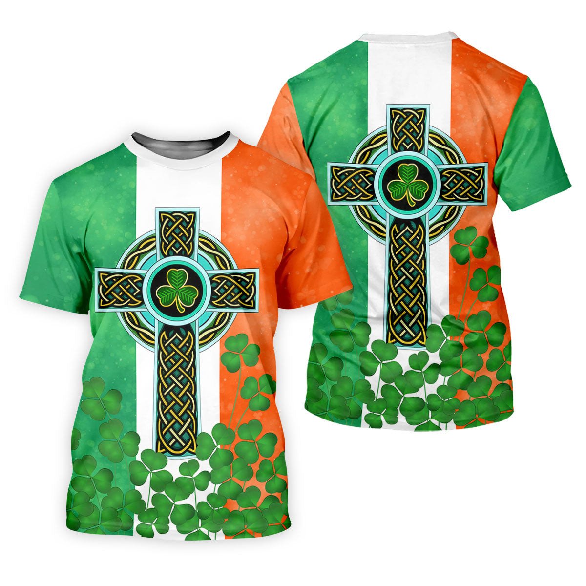 Celtic Cross Knotwork St Patrick's Day Shamrock Golf Shirt, Women's Golf Tops, Ladies Golf Shirts SH818