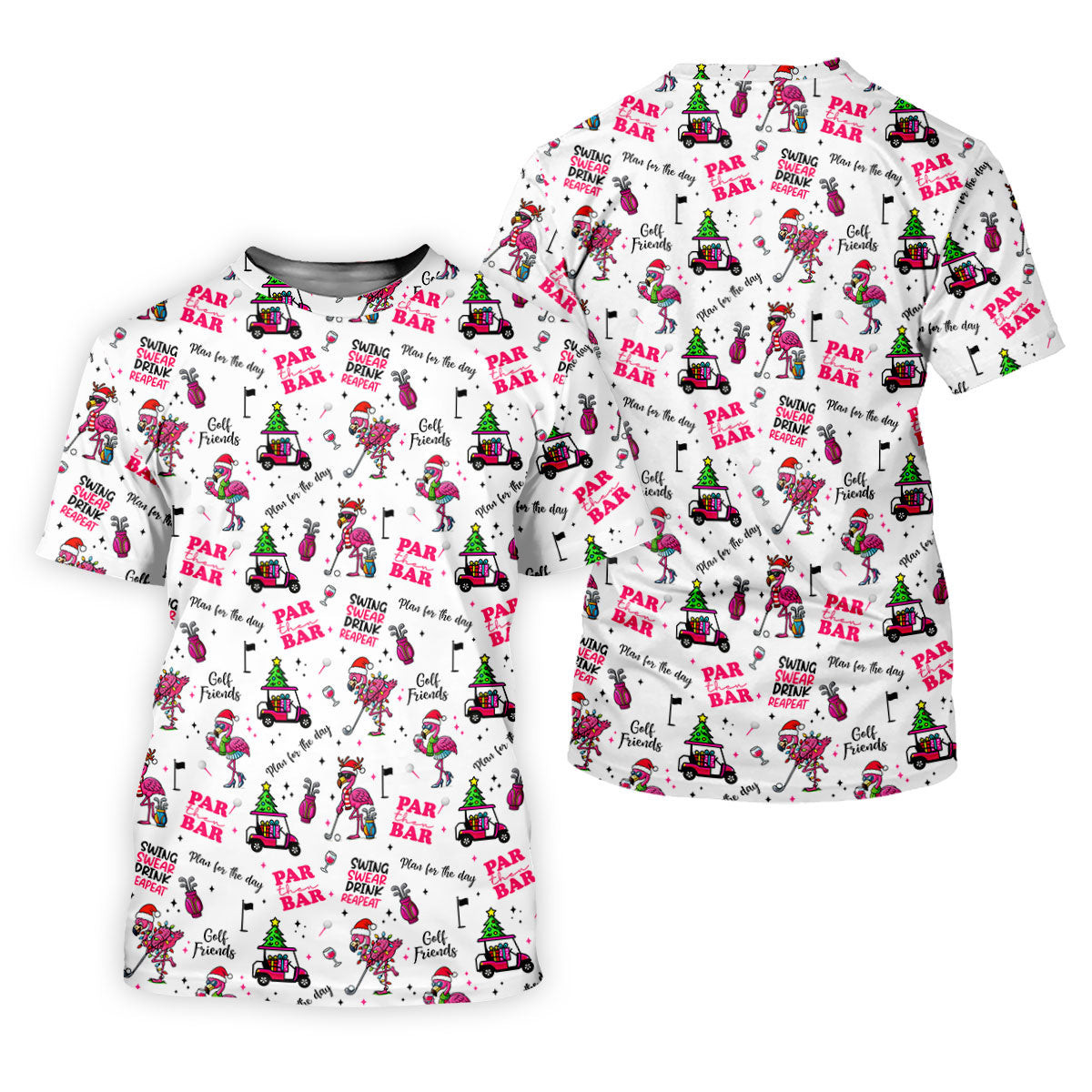 Christmas Flamingo Par Then Bar Women's Golf Shirts, Christmas Golf Shirt, Ladies Golf Shirts, Women's Golf Gifts SH818