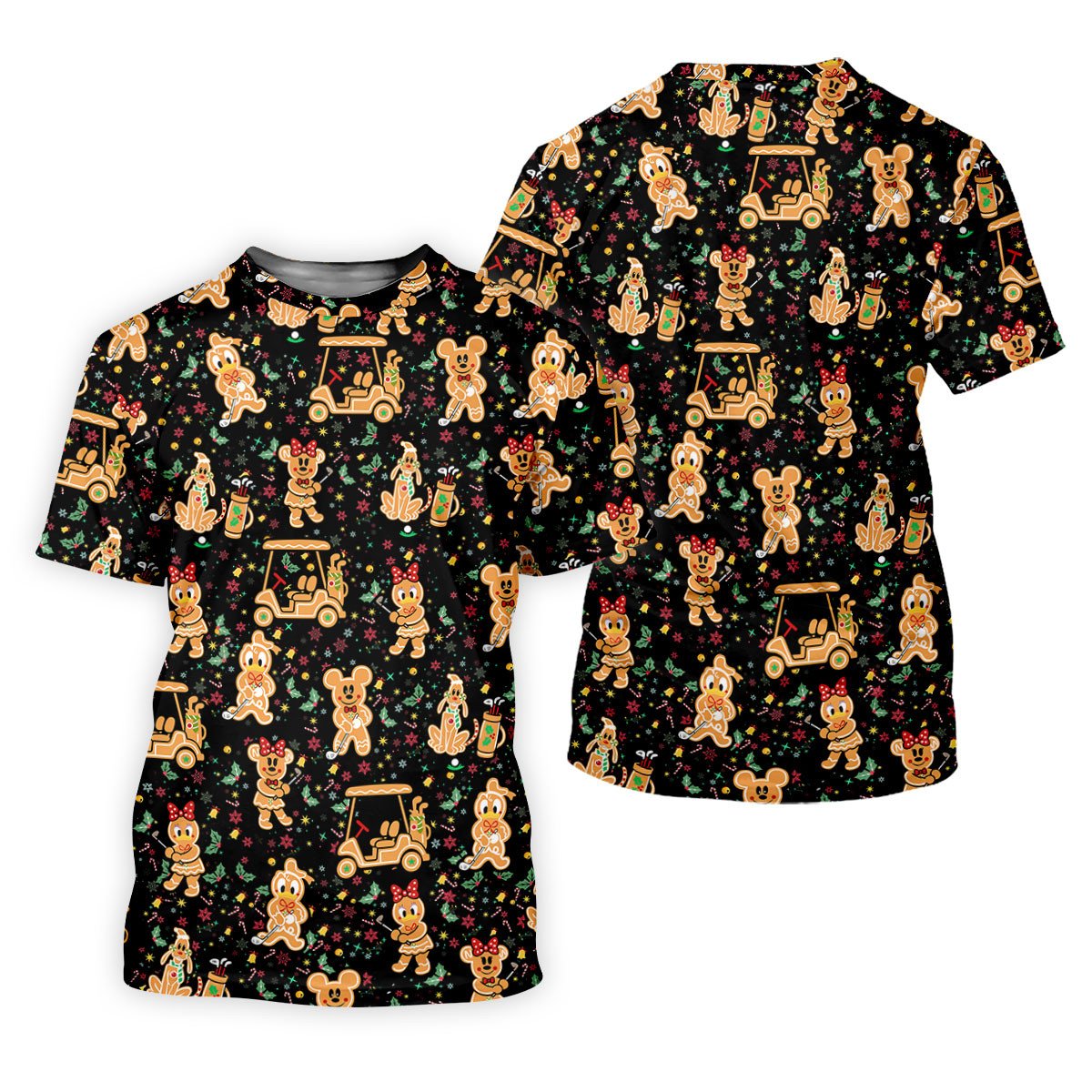 Cartoon Gingerbread Black Golf Shirt, Christmas Golf Shirt, Ladies Golf Shirts, Women's Polo Shirt SH818