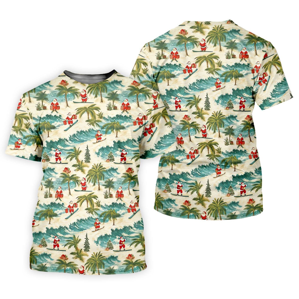 Christmas Santa Surfing Tropical Hawaiian Golf Shirt, Golf Shirts For Men, Printed Golf Shirts SH818