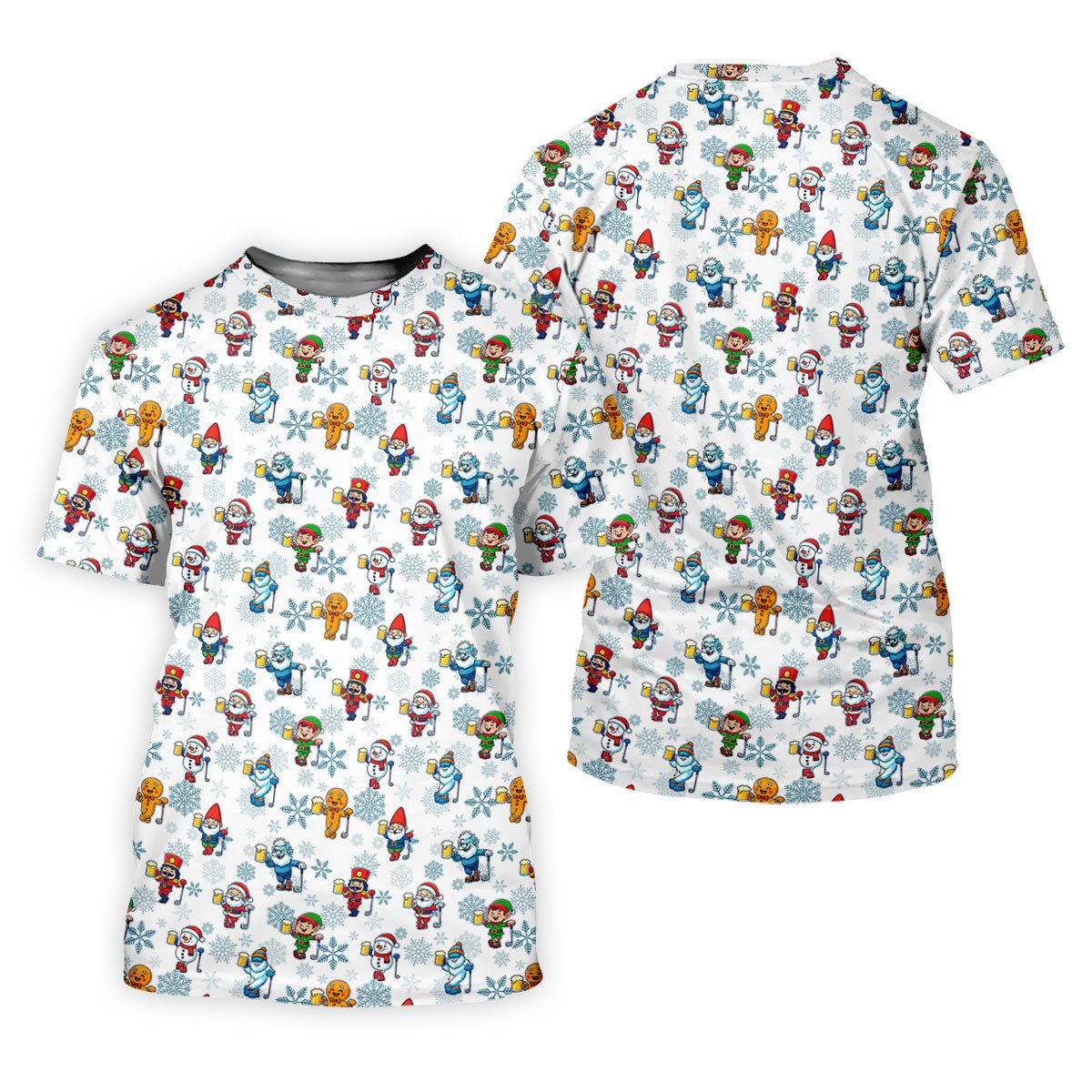 Christmas Characters Golf And Beer White Men's Funny Golf Shirts, Christmas Golf Shirt, Polo Shirts For Men SH818
