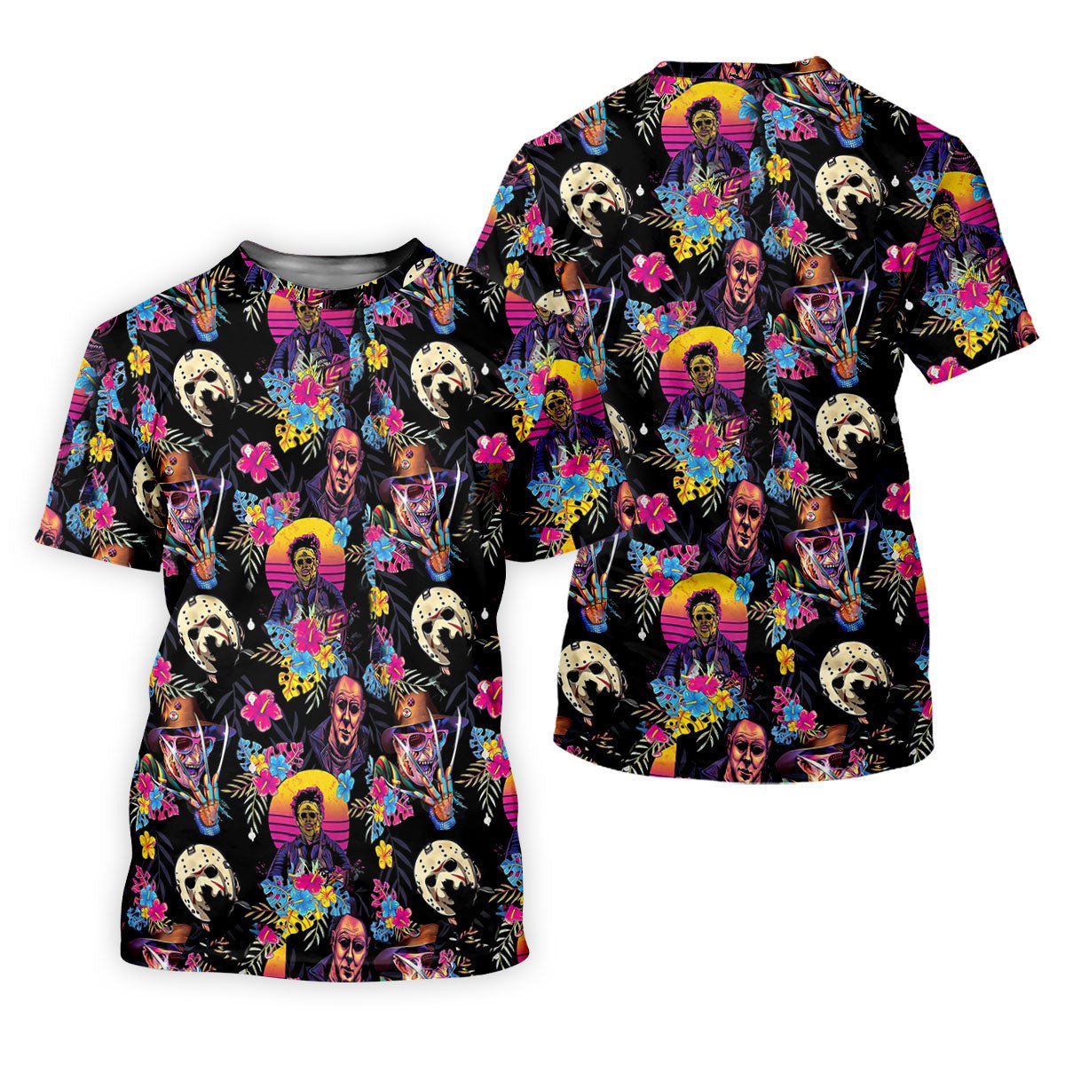 Classic Horror Character Hawaiian Golf Shirt, Horror Lover Men's Golf Shirt, Polo Shirts For Men SH818