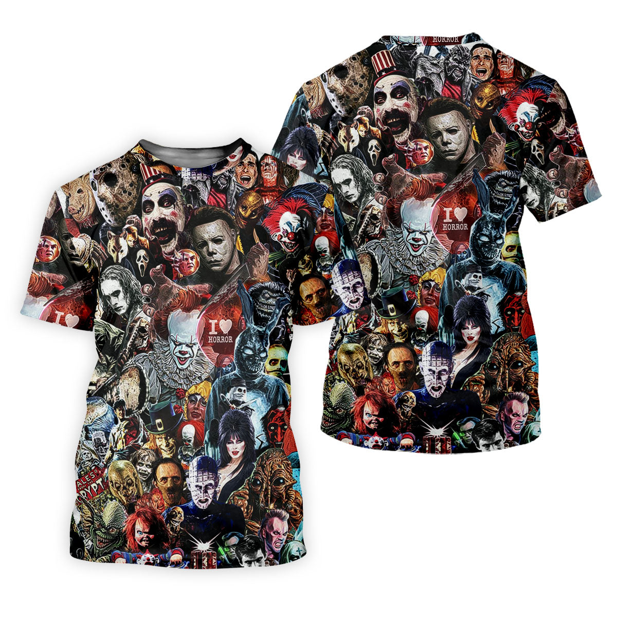 Classic Horror Icons Collage Halloween Golf Shirt, Women’s Golf Polo, Printed Golf Shirt SH818