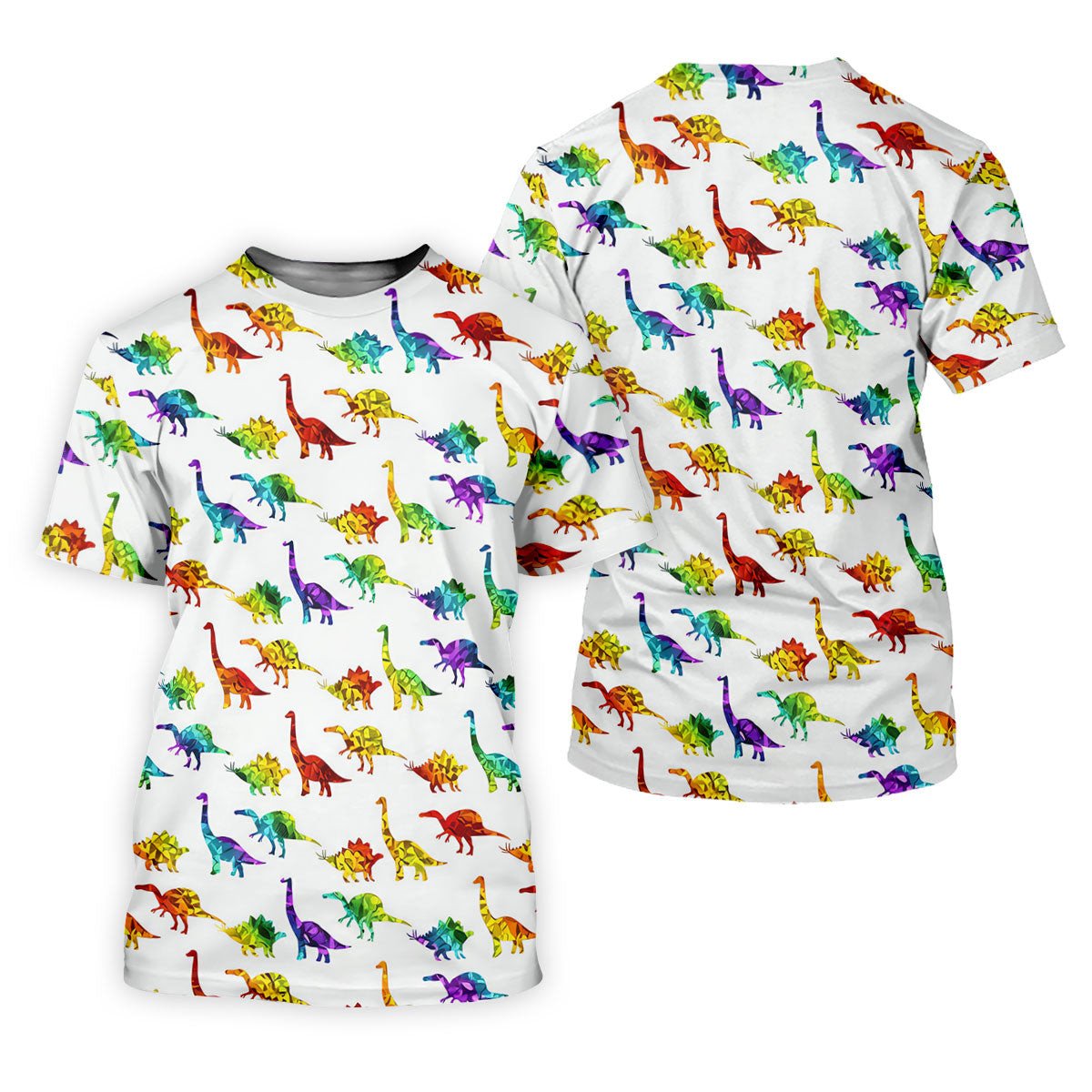 Colorful Dinosaur White Golf Shirt, Golf Tops For Men, Golf Shirts For Men, Polo Shirts For Men SH818