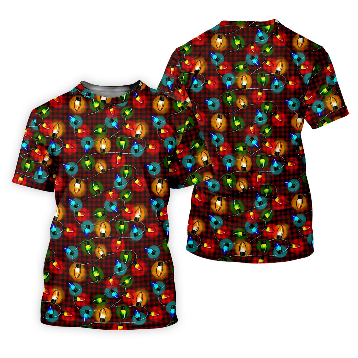 Colorful Christmas Light Plaid Men's Golf Polo Shirts, Christmas Golf Shirt, Polo Shirts For Men SH818