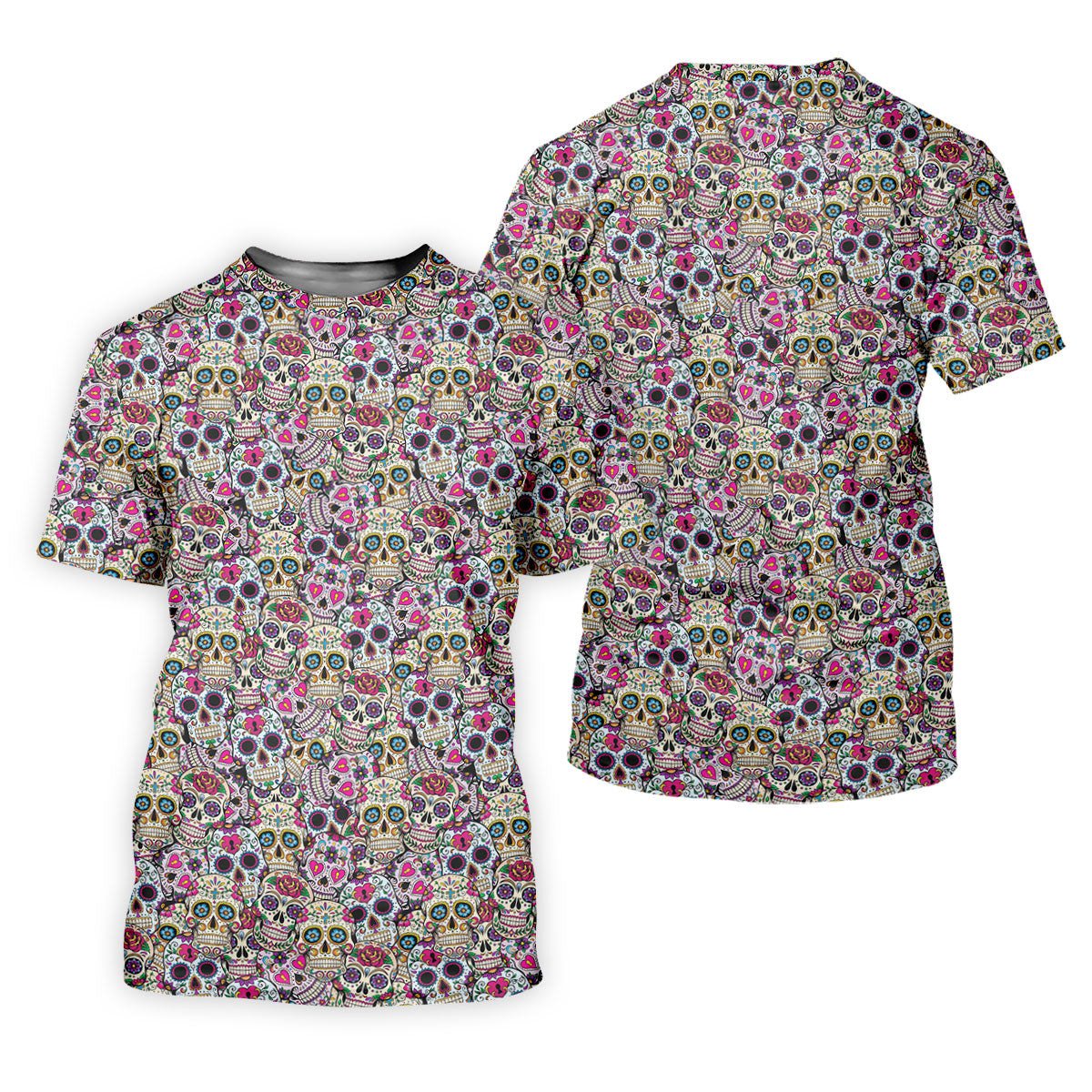 Colorful Sugar Skull Floral Golf Polo Shirt, Golf Shirts For Women, Women's Golf Polo SH818