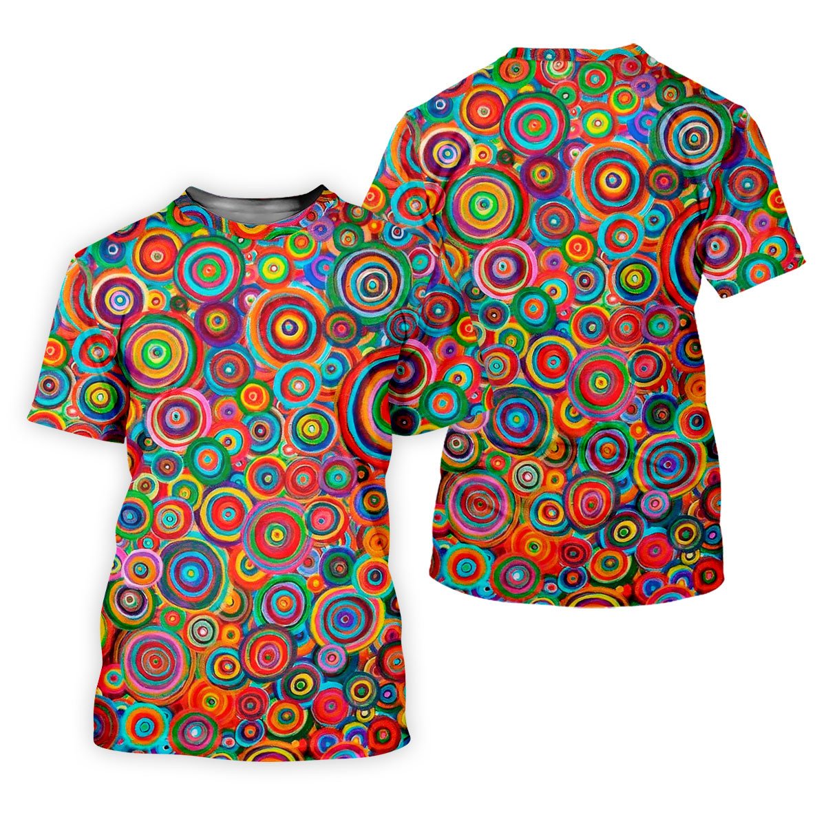 Colorful Abstract Circle Pattern Polo Shirt, Printed Golf Shirt, Hawaiian Golf Shirt, Women's Golf Tops SH818