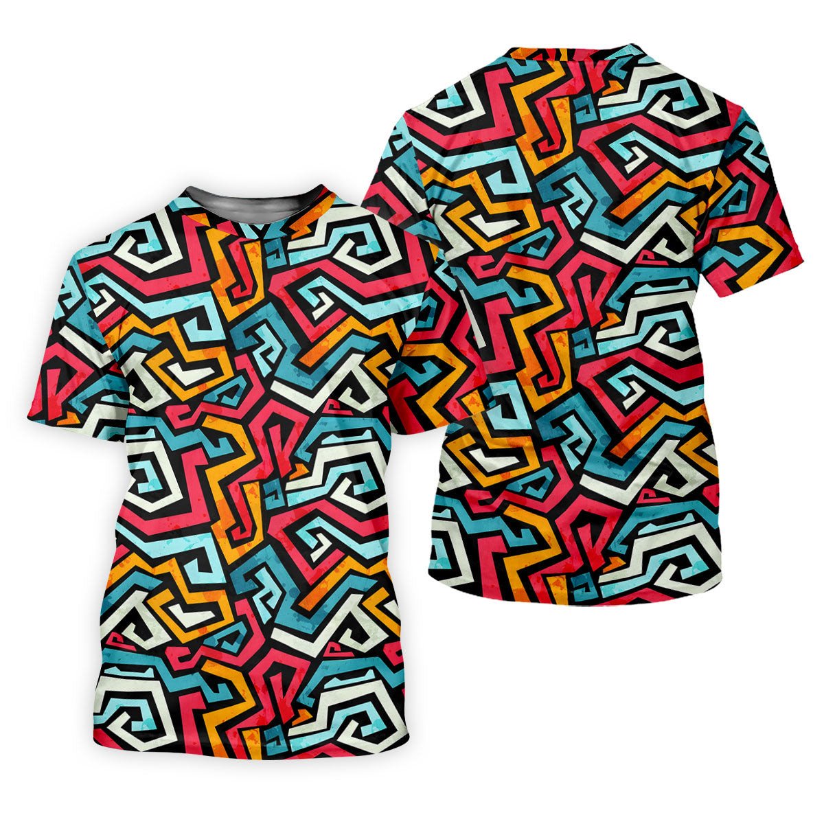 Colorful Geometric Grunge Effect Hawaiian Golf Shirt, Men's Golf Shirt, Polo Shirts For Men SH818