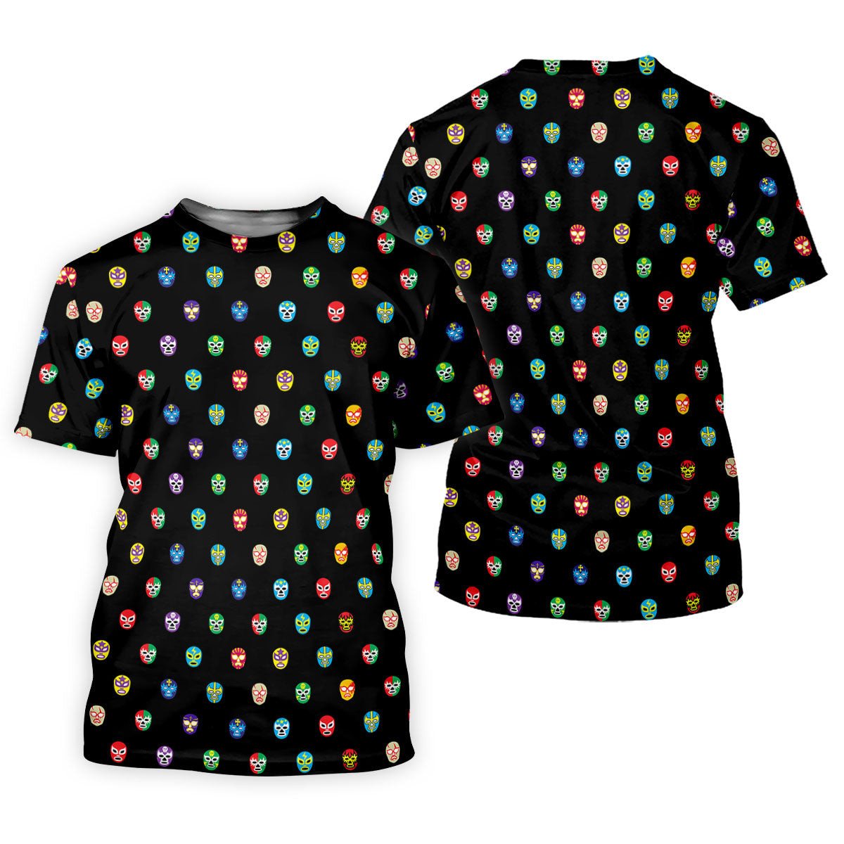 Colorful Retro Mask Print Golf Polo Shirt, Golf Shirts For Women, Women's Golf Apparel SH818