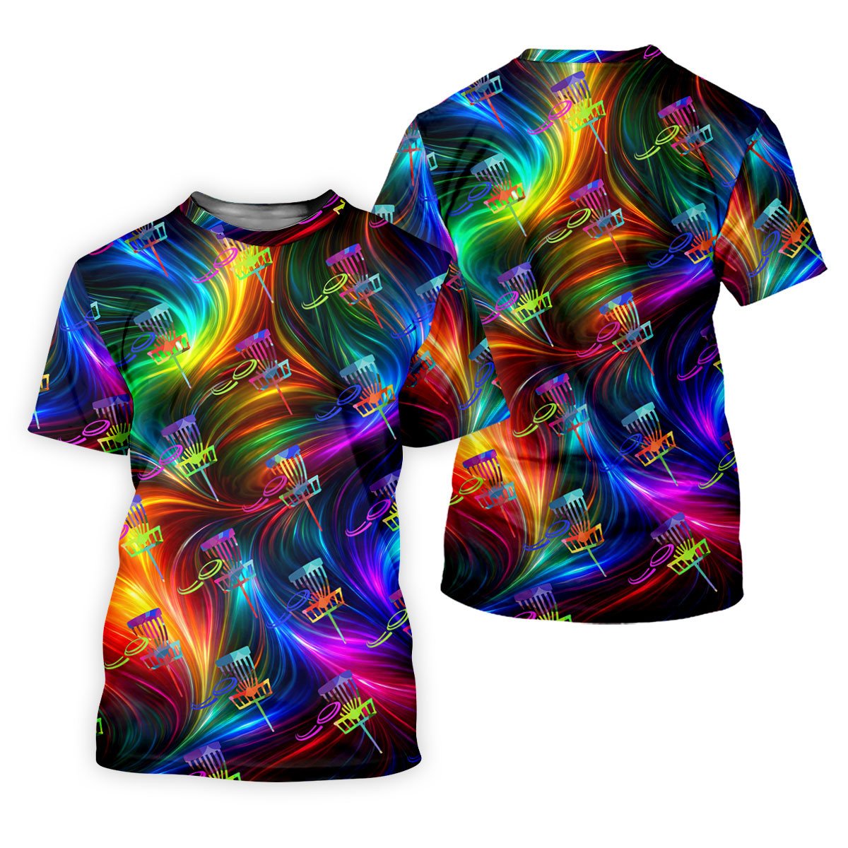 Colorful Disc Golf Basket Swirl Pattern Polo Shirt, Women's Golf Tops, Hawaiian Golf Shirt, Performance Golf Shirt SH818