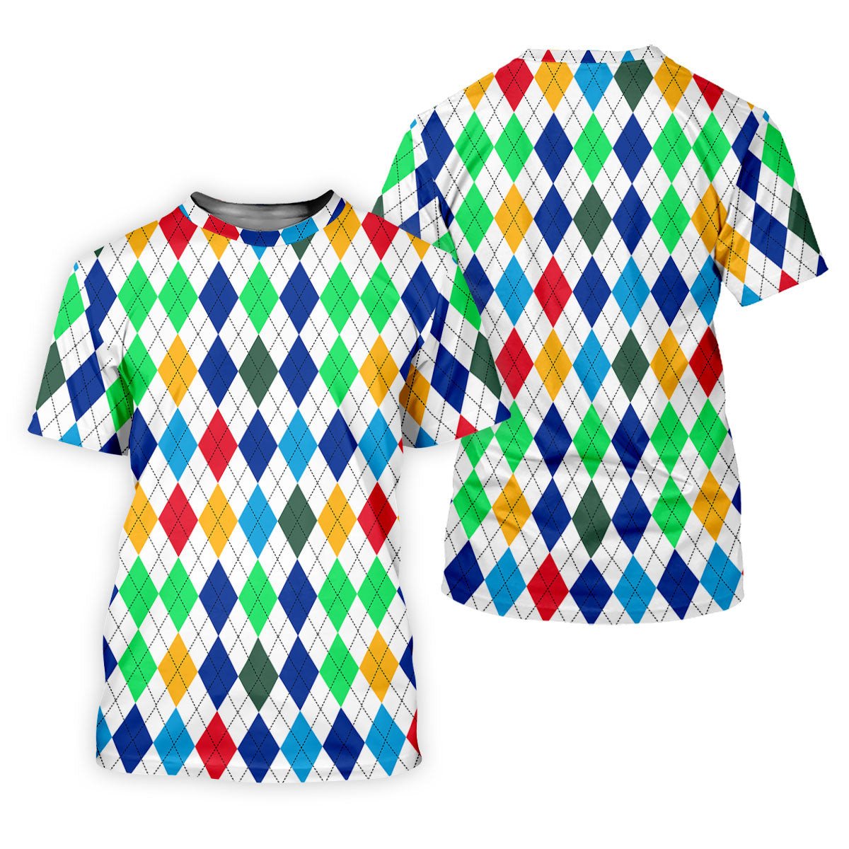Colorful Argyle Golf Shirt, Classic Diamond Pattern Polo, Polo Shirts For Men SH818