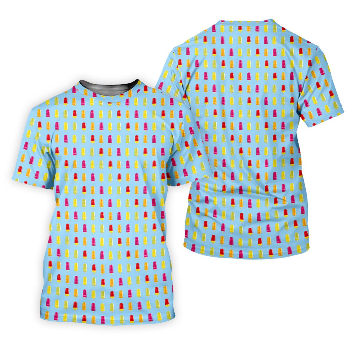 Colorful Popsicle Summer Pattern Golf Shirt, Mens Golf Polo, Printed Golf Shirts SH818
