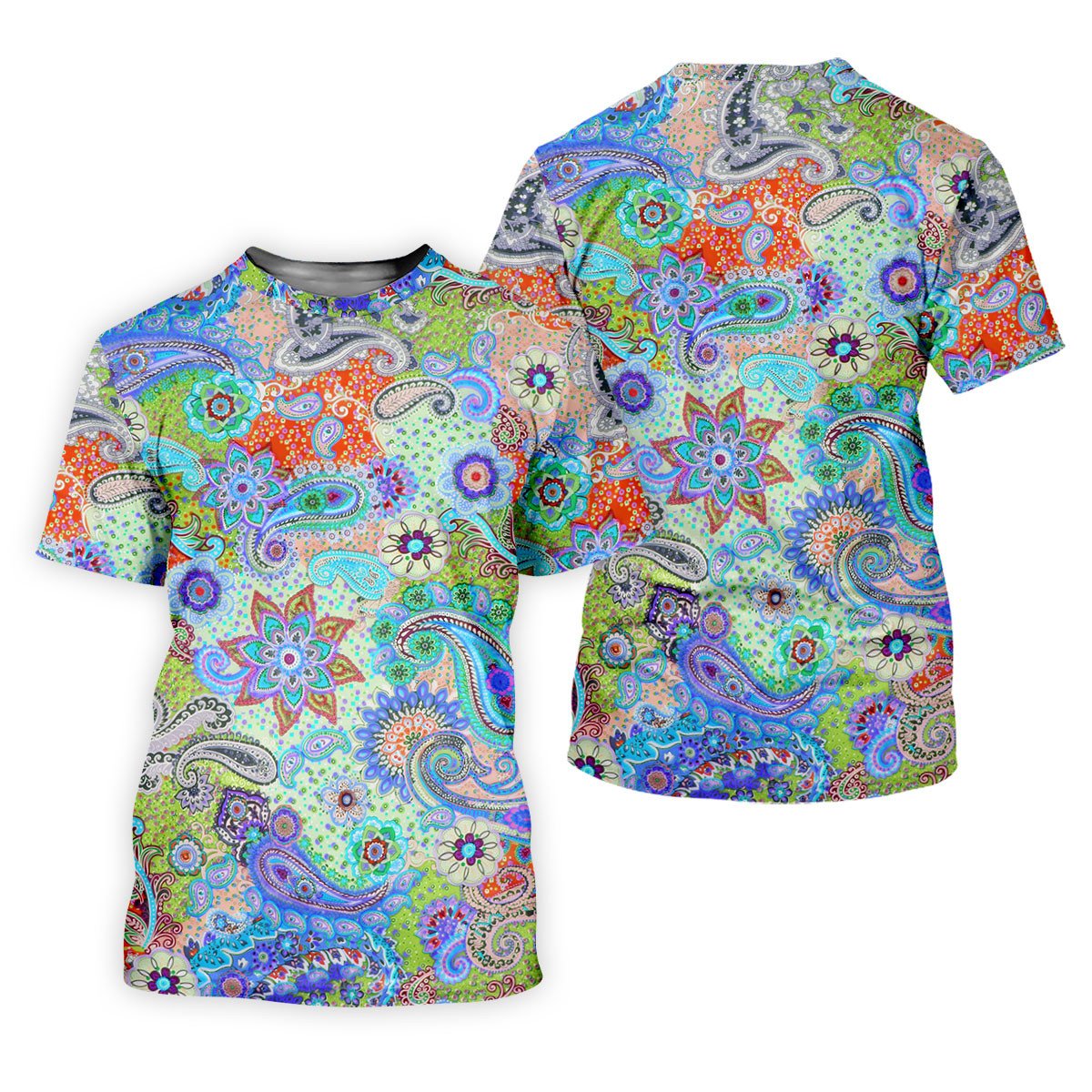 Colorful Boho Paisley Floral Pattern Golf Polo, Hawaiian Golf Shirt, Golf Apparel For Men SH818