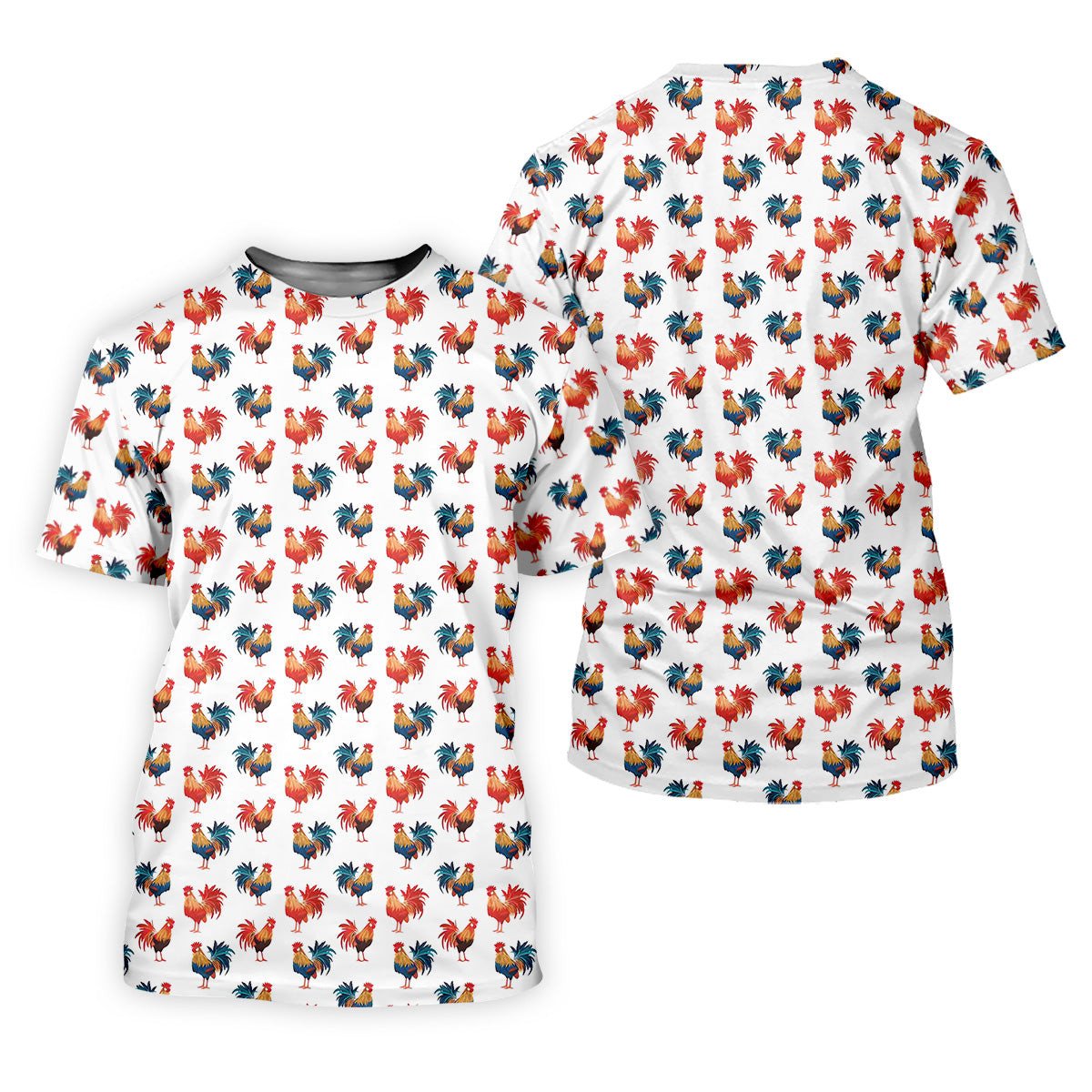 Colorful Chicken Rooster Golf Shirt, Fun Golf Shirts For Men, Unique Gift For Golfer, Mens White Polo SH818