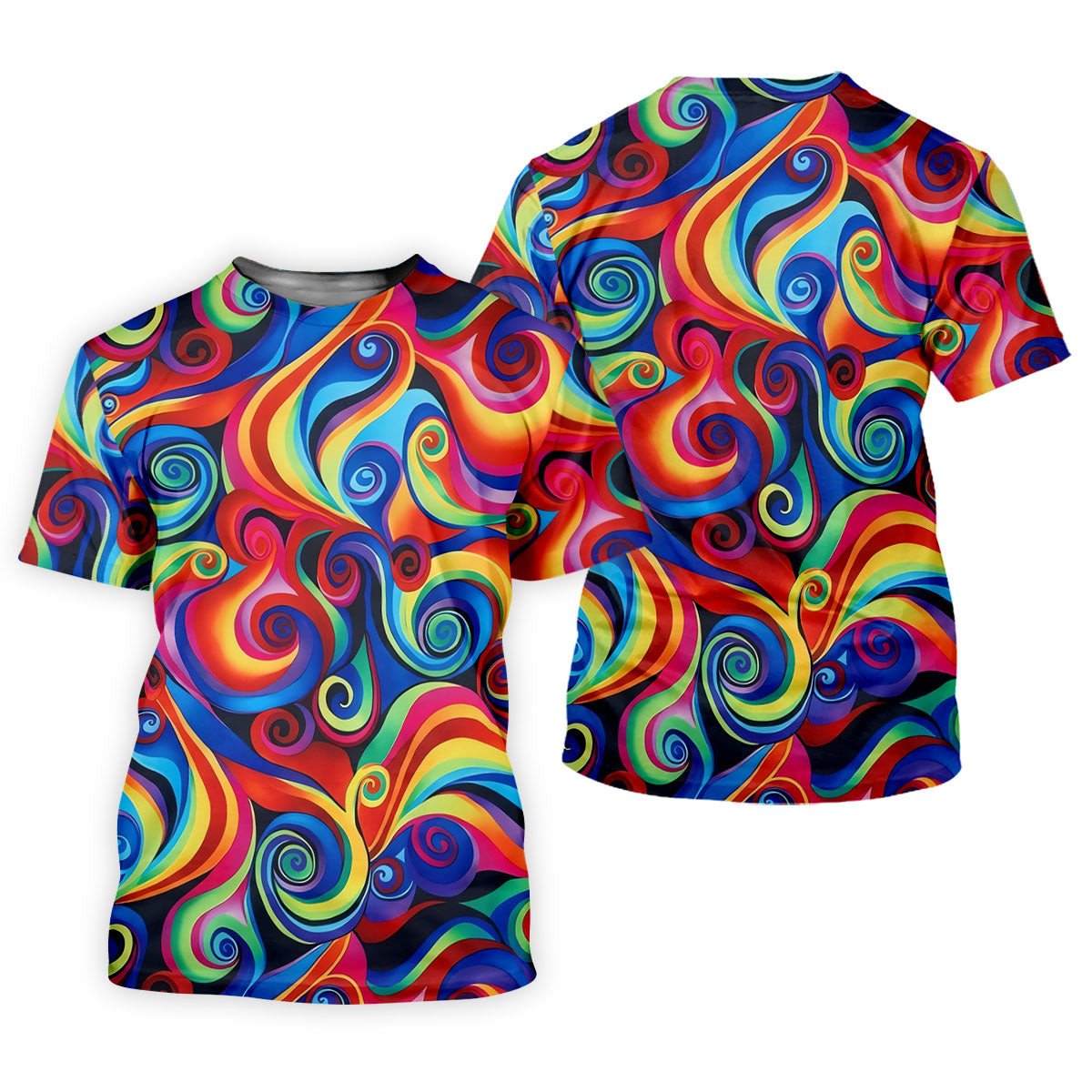 Colorful Rainbow Swirl Abstract Golf Shirt, Ladies Golf Shirts, Women's Golf Apparel, Performance Golf Shirt SH818