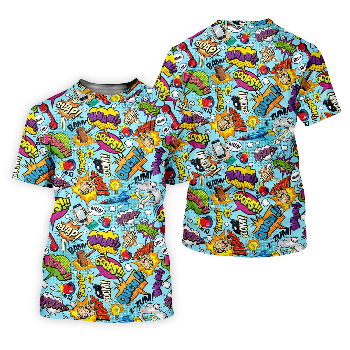Comic Pattern Hawaiian Golf Shirt, Retro Style Women's Golf Tops, Ladies Golf Shirts SH818