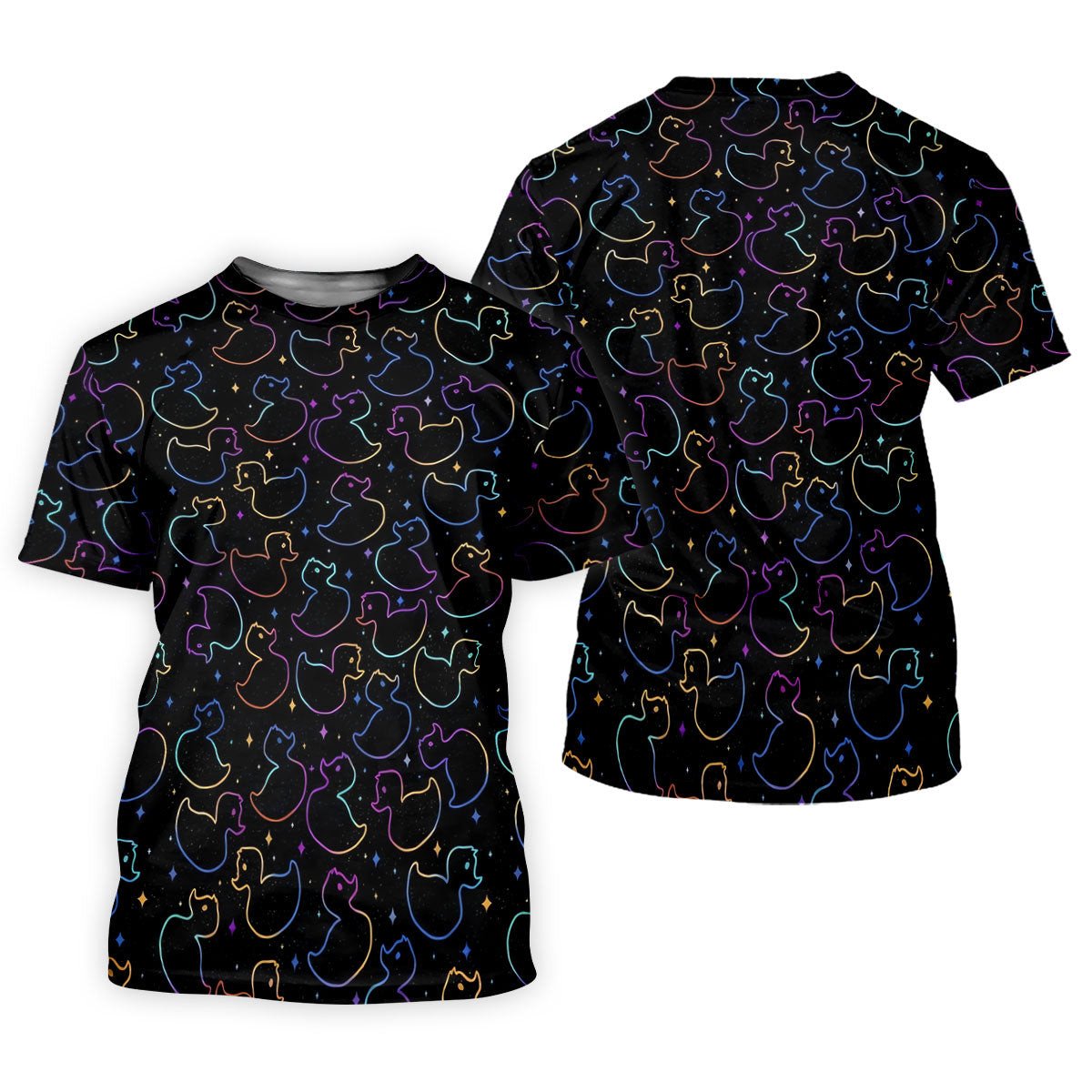 Neon Rubber Duck Pattern Golf Shirt, Men's Golf Shirt, Golf Polo Shirts For Men SH818