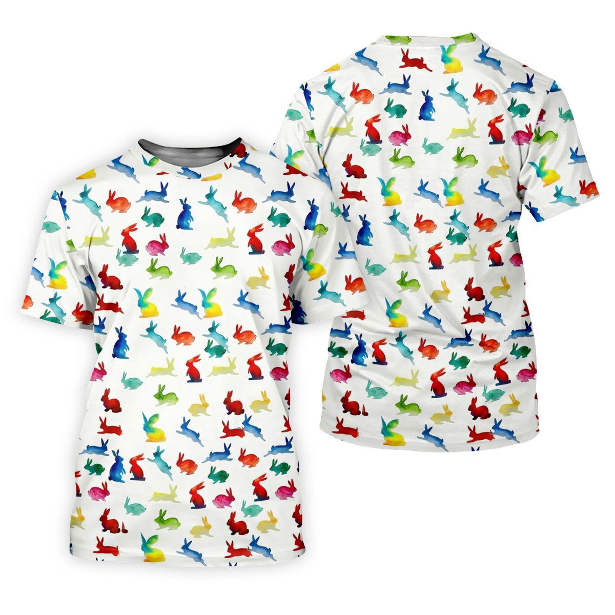 Colorful Bunny Funny Golf Shirt, Easter Bunny Pattern Golf Shirt For Women, Ladies Golf Shirts SH818
