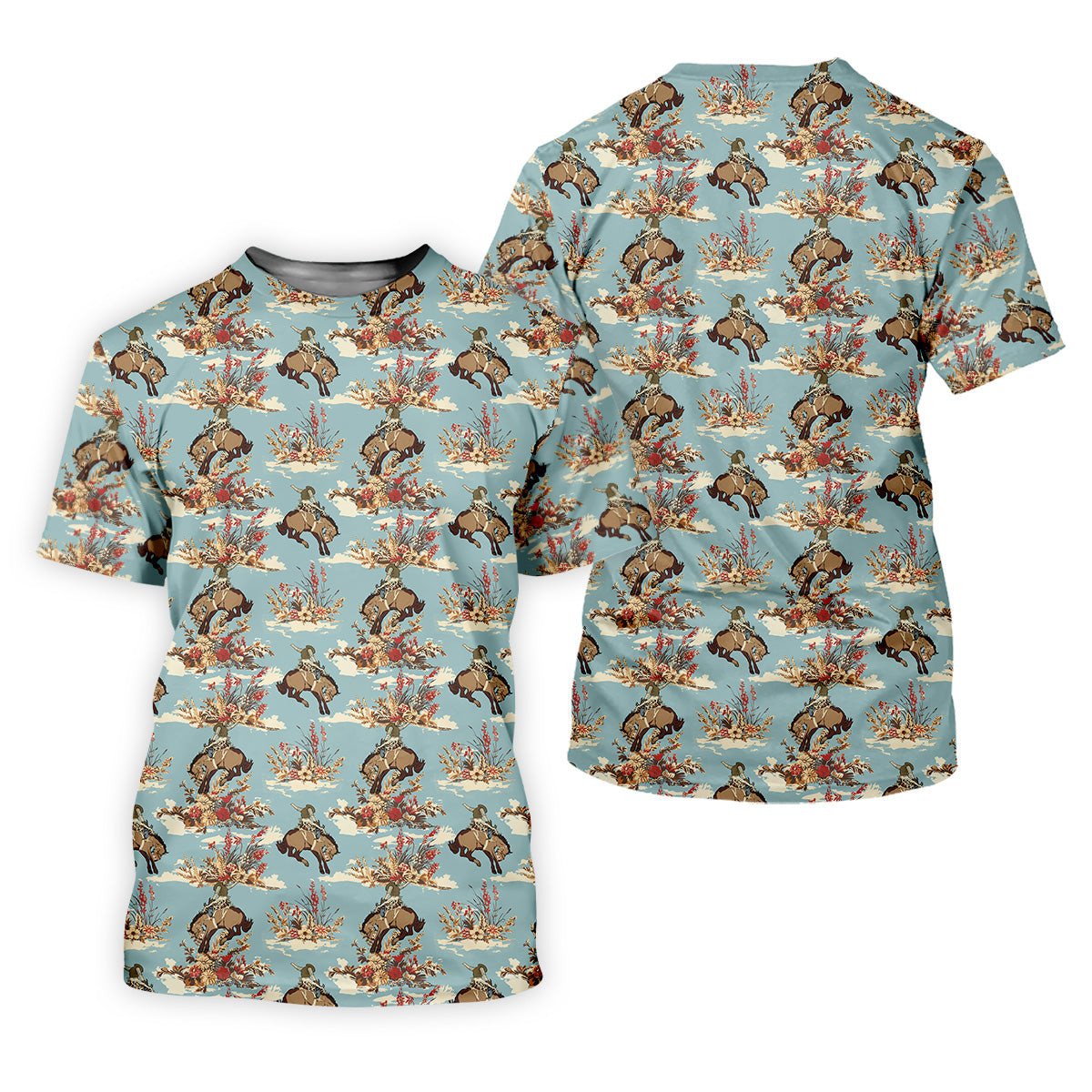 Cowboy Pattern Vintage Blue Golf Shirt, Womens Golf Shirts, Ladies Golf Shirts, Golfing Apparel SH818