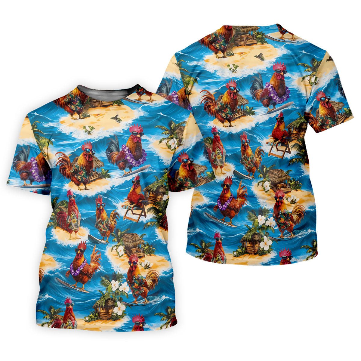 Cool Rooster Beach Vacation Hawaiian Golf Shirt, Mens Golf Polo, Printed Golf Shirts SH818