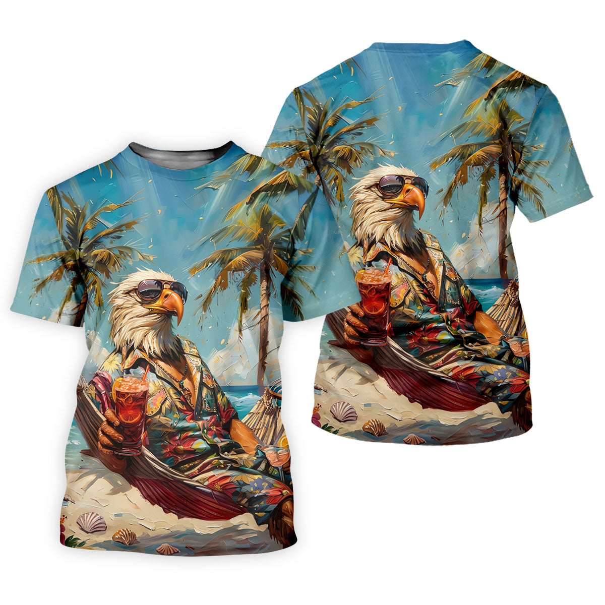 Cool Bald Eagle Tropical Vacation Hawaiian Golf Shirt, Vibrant Color Golf Shirt For Women SH818