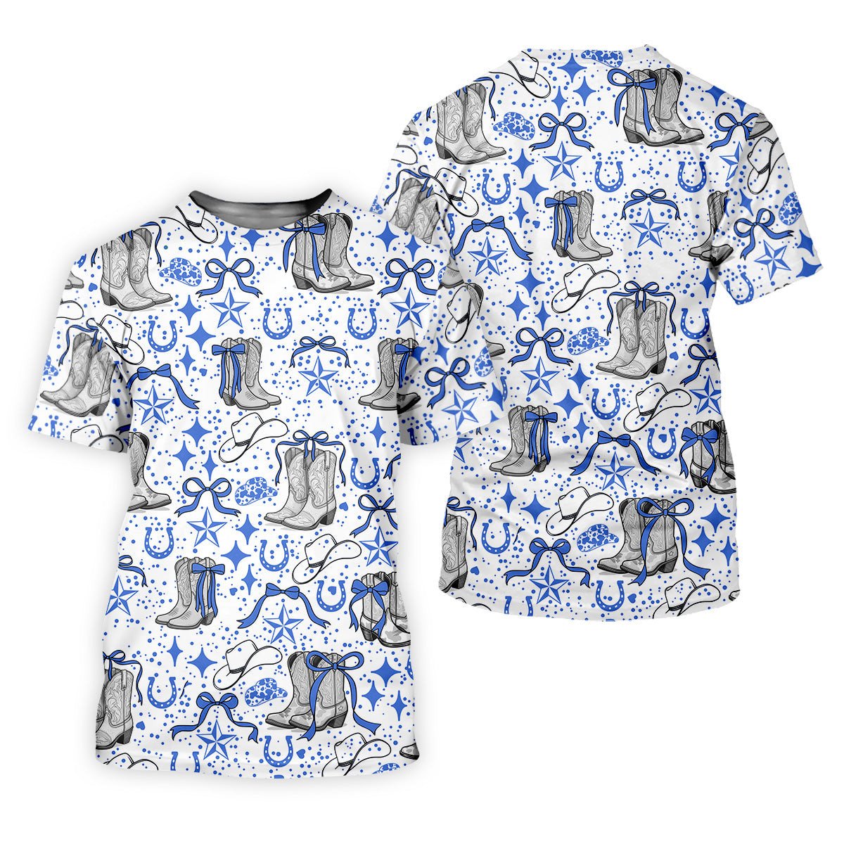 Coquette Cowgirl Boots Blue Western Golf Shirts Women, Retro Golf Shirt, Ladies Golf Polos SH818