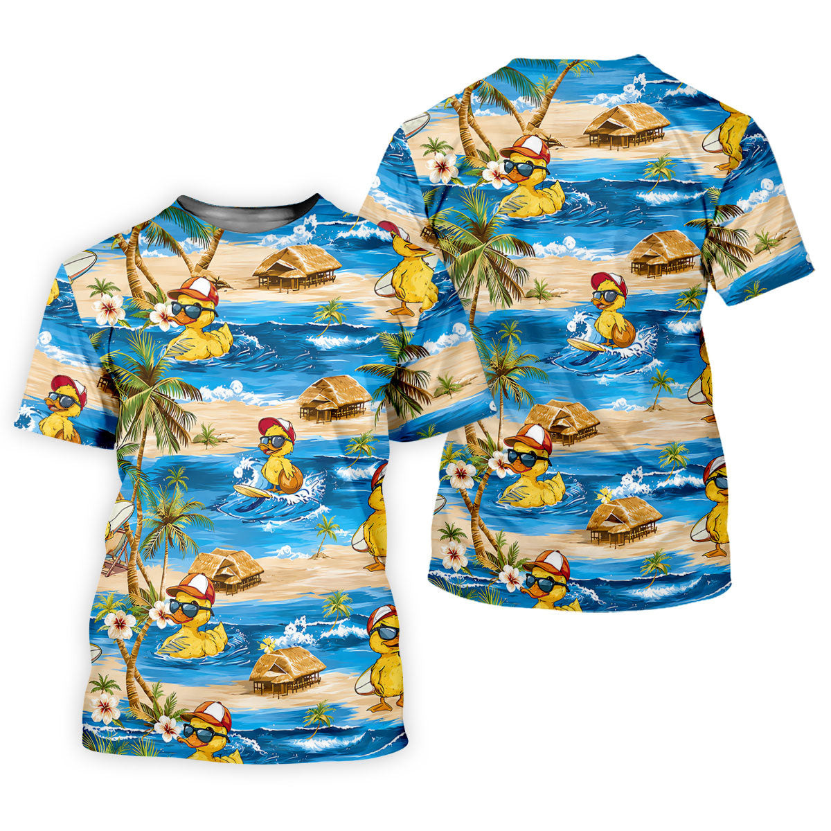 Cool Duck Hawaiian Golf Shirt, Surfing Duck Beach Men's Golf Polo, Polo Shirts For Men SH818