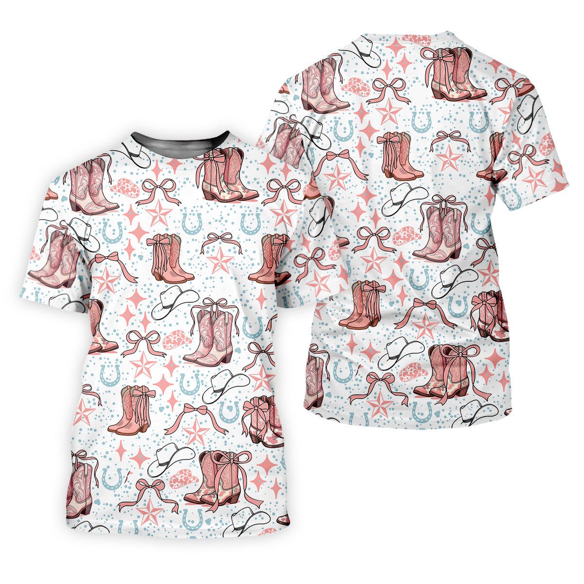 Coquette Cowgirl Boots Pink Western Womens Golf Shirts, Retro Golf Shirt, Ladies Golf Polos SH818