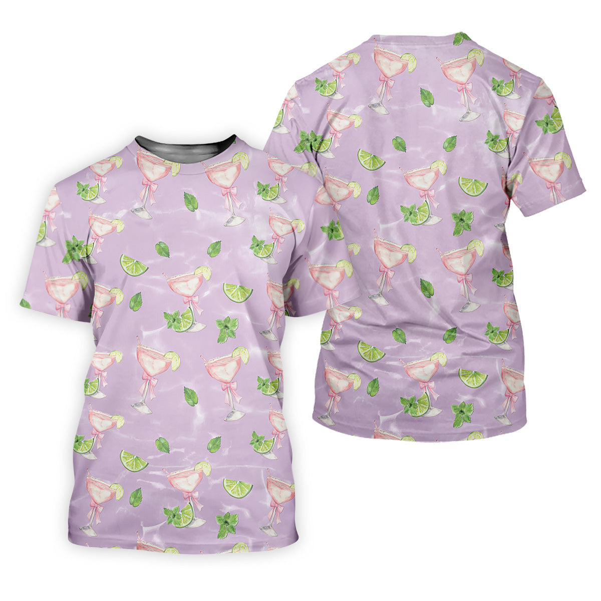 Margarita Golf Shirt For Women, Coquette Aesthetic Womens Golf Tops, Pink Drink Patterned Golf Shirts SH818