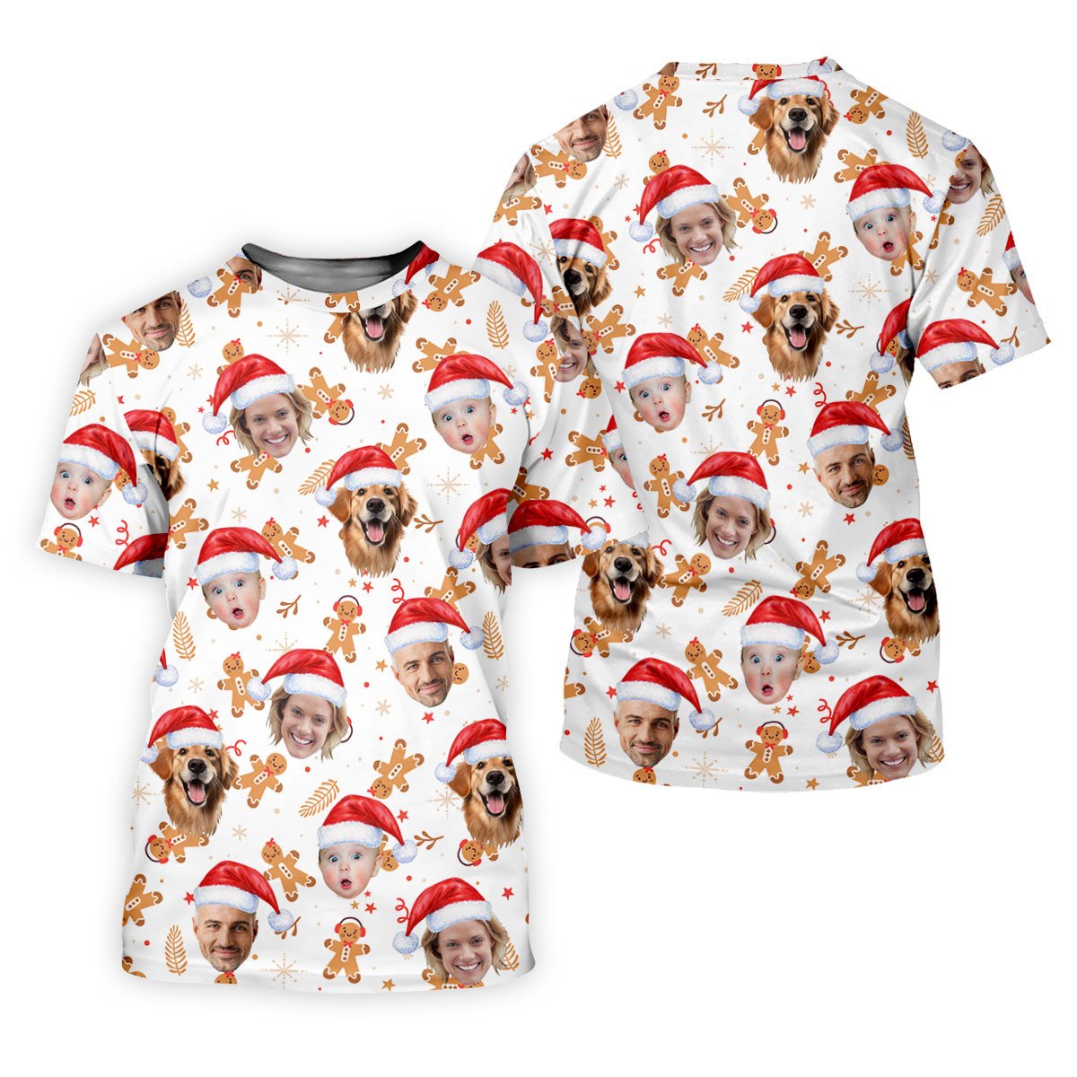 Custom Face Christmas Gingerbread White Golf Shirt, Christmas Golf Shirt, Polo Shirts For Men, Golf Gift For Men SH818