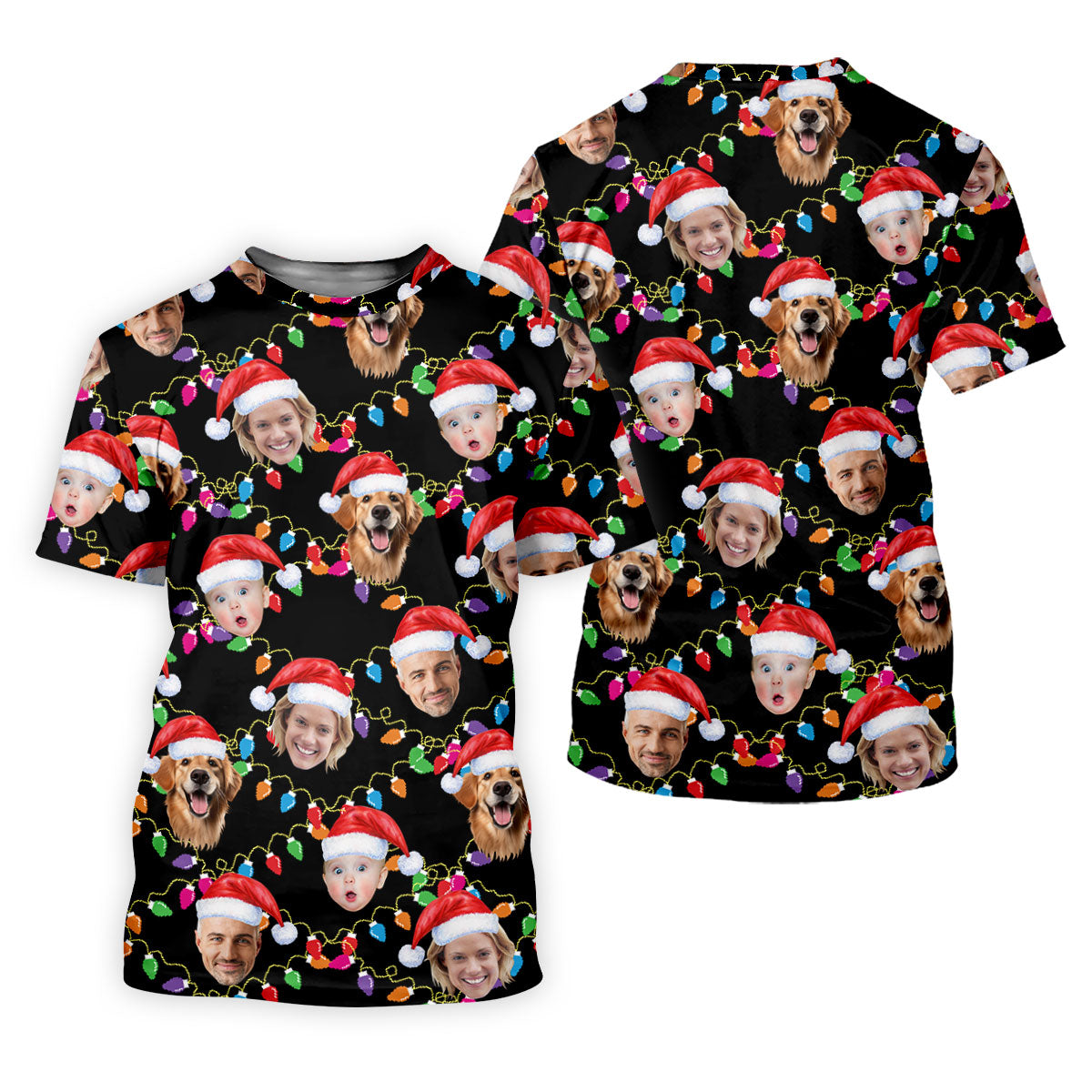 Custom Face Christmas Black Polo Shirt, Funny Christmas Shirts For Family, Fun Golf Shirts For Men SH818