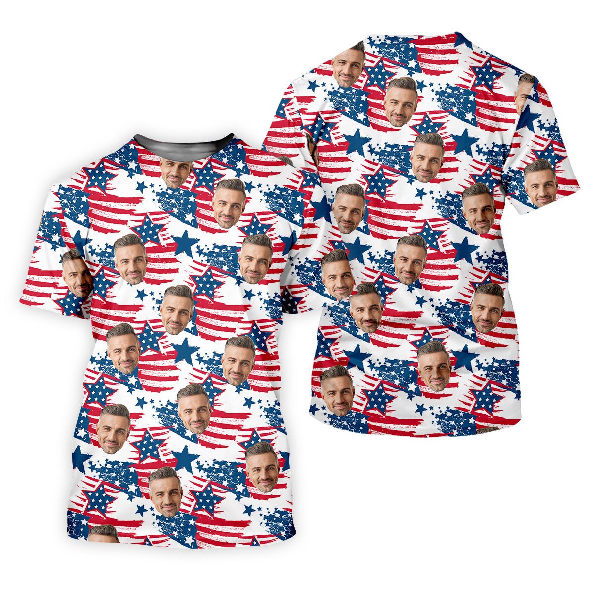 Custom America Flag Shirt With Face, Custom Face Shirt, Fourth Of July Shirts, Funny Golf Polo Shirt SH818