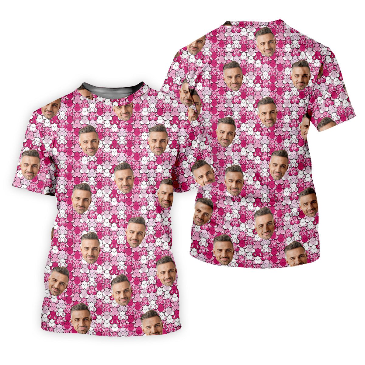 Custom Face Breast Cancer Golf Shirt, Golf Tops For Men, Men's Golf Polo, Breast Cancer Awareness Shirt SH818