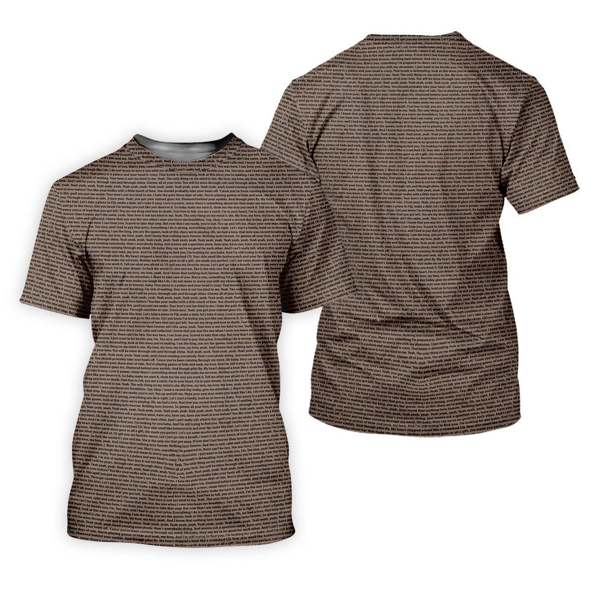 Cream Text Pattern Golf Polo Shirt, Golf Shirts For Men, Printed Golf Shirts SH818
