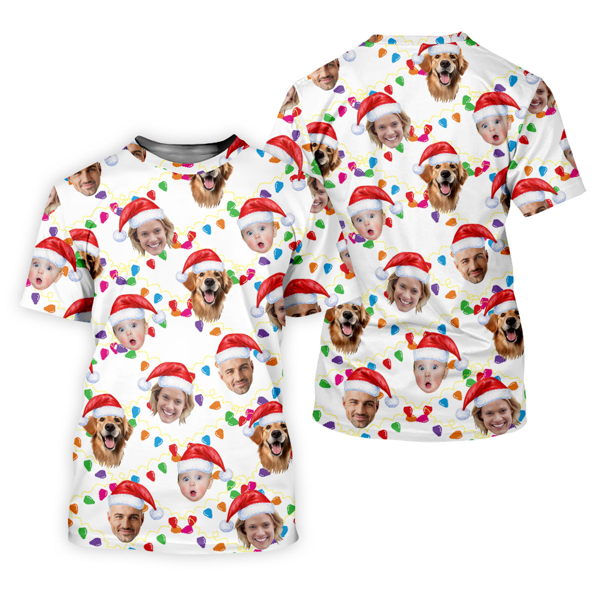 Custom Face Christmas White Polo Shirt, Funny Christmas Shirts For Family, Fun Golf Shirts For Men SH818