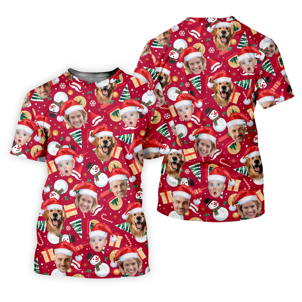 Custom Face Christmas Icons Red Golf Shirt, Christmas Golf Shirt, Golf Shirts For Men, Golf Gift For Men SH818
