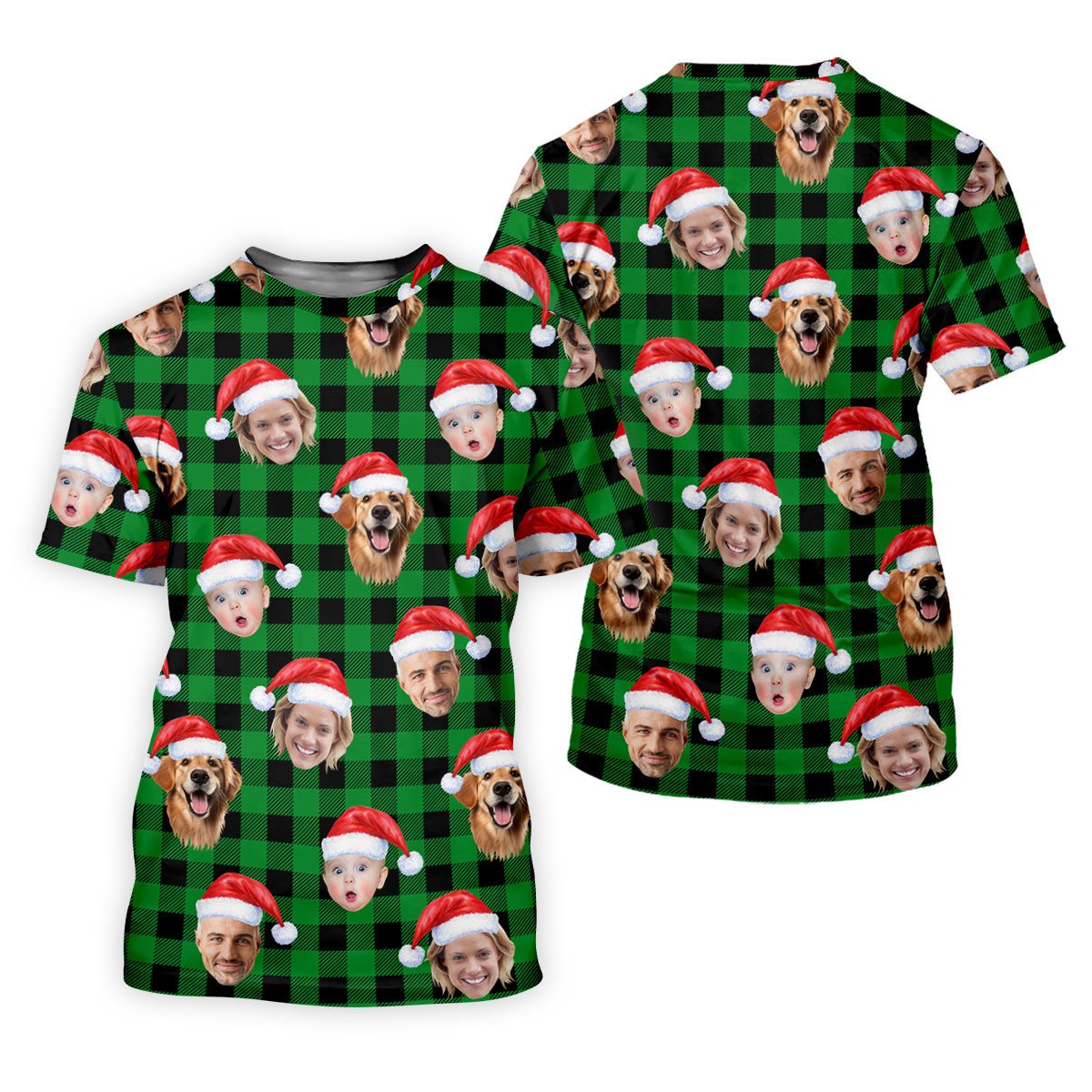 Custom Face Green Buffalo Plaid Christmas Golf Shirt, Ladies Golf Tops, Golf Gifts For Women SH818