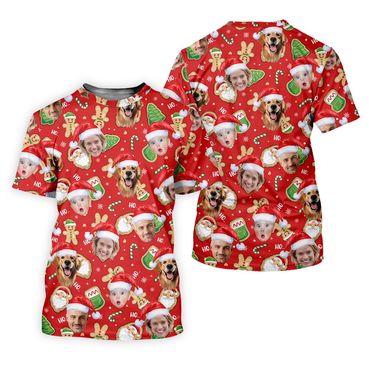 Custom Face Ho... Gingerbread Pattern Red Golf Shirt, Christmas Golf Shirt, Women's Golf Tops, Golf Gift For Ladies SH818