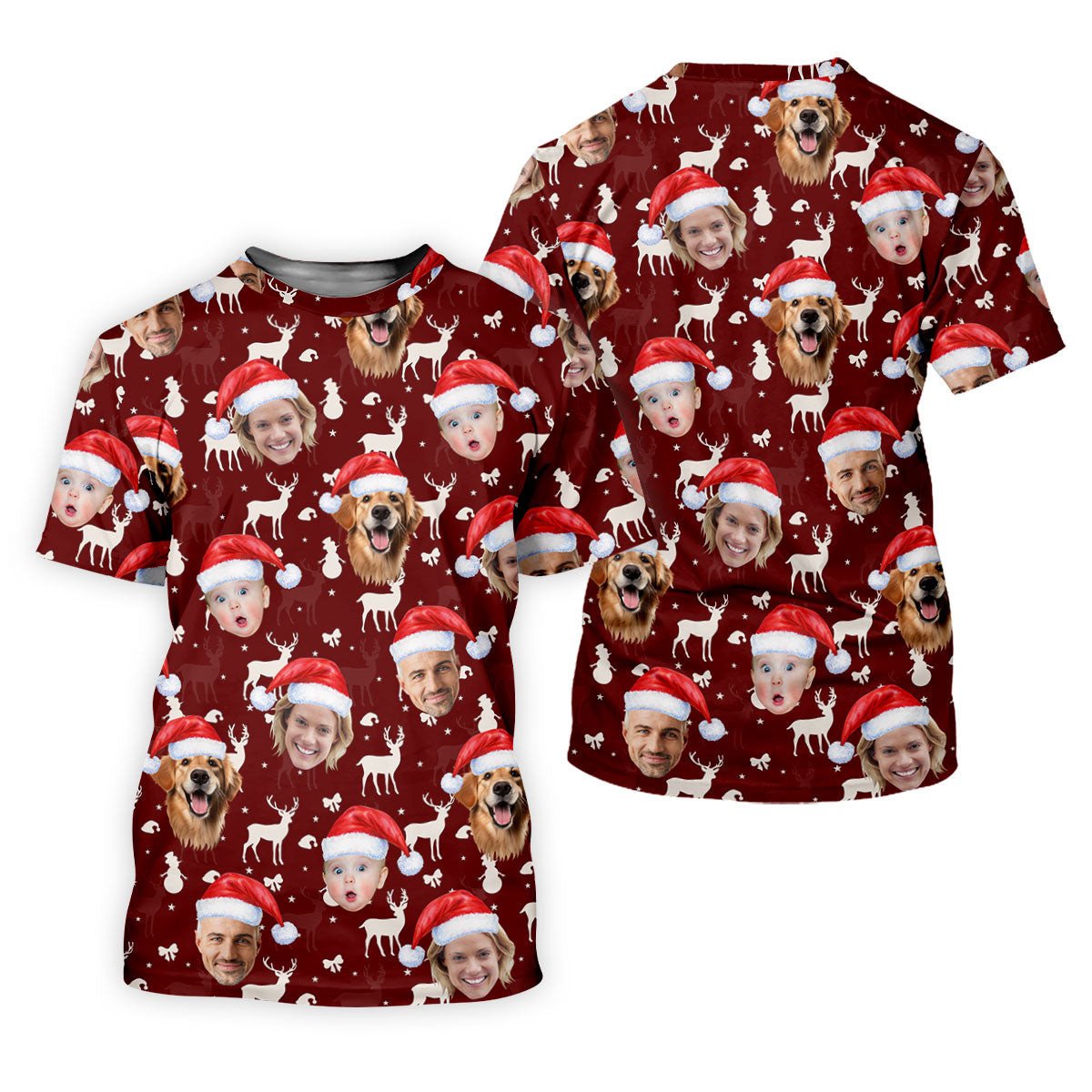 Custom Face Snow Figure Maroon Golf Shirt, Christmas Golf Shirt, Ladies Golf Tops, Golf Gifts For Women SH818