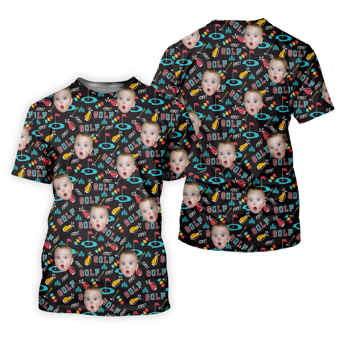 Custom Shirts With Faces, Funny Golf Polo Shirt, Gifts For The Golfing Dad, Golf Gift For Dad SH818