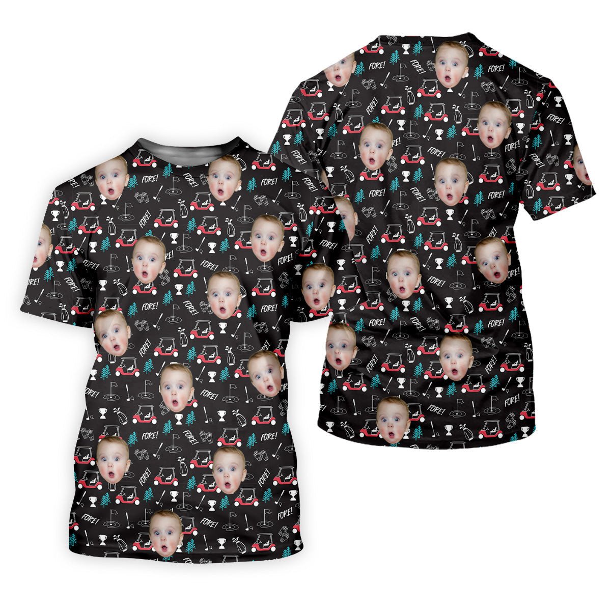 Custom Shirt With Kids Photo, Funny Golf Polo Shirt, Dad Golf Gift, Christmas Golf Gift SH818