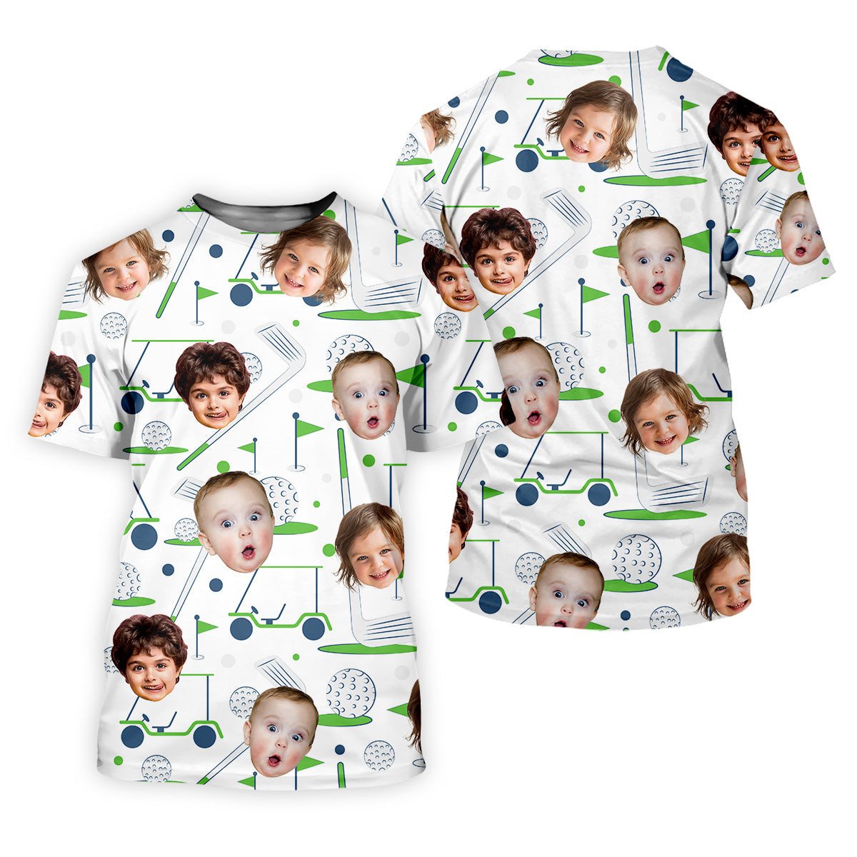 Custom Face Kids Photo Funny Polo Golf Shirt, Gifts For The Golfing Dad, Christmas Golf Gift SH818