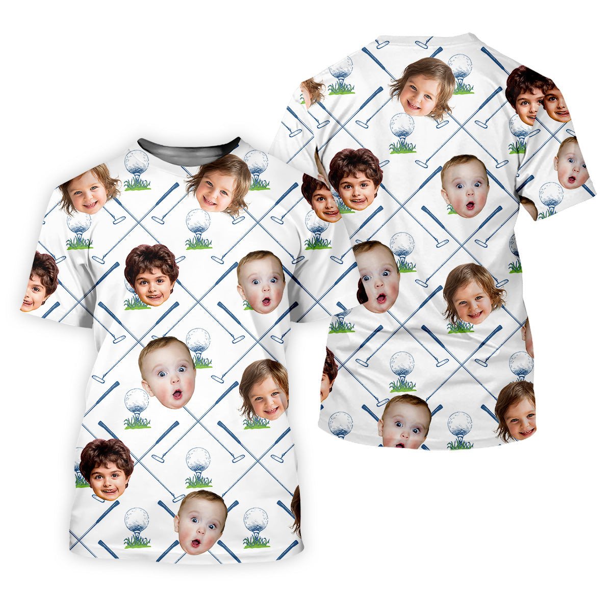 Custom Face Kids Photo Shirt, Funny Polo Golf Shirt, Gifts For The Golfing Dad, Christmas Golf Gift SH818