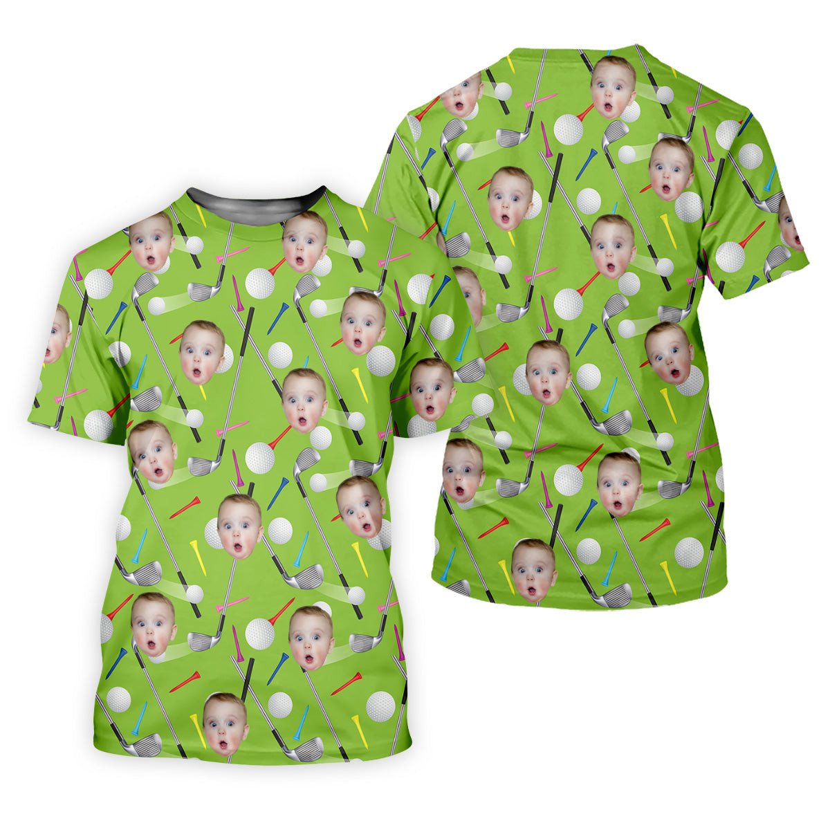 Custom Face Shirt, Face Printed On Shirt, Funny Golf Polo Shirts, Christmas Golf Gift SH818