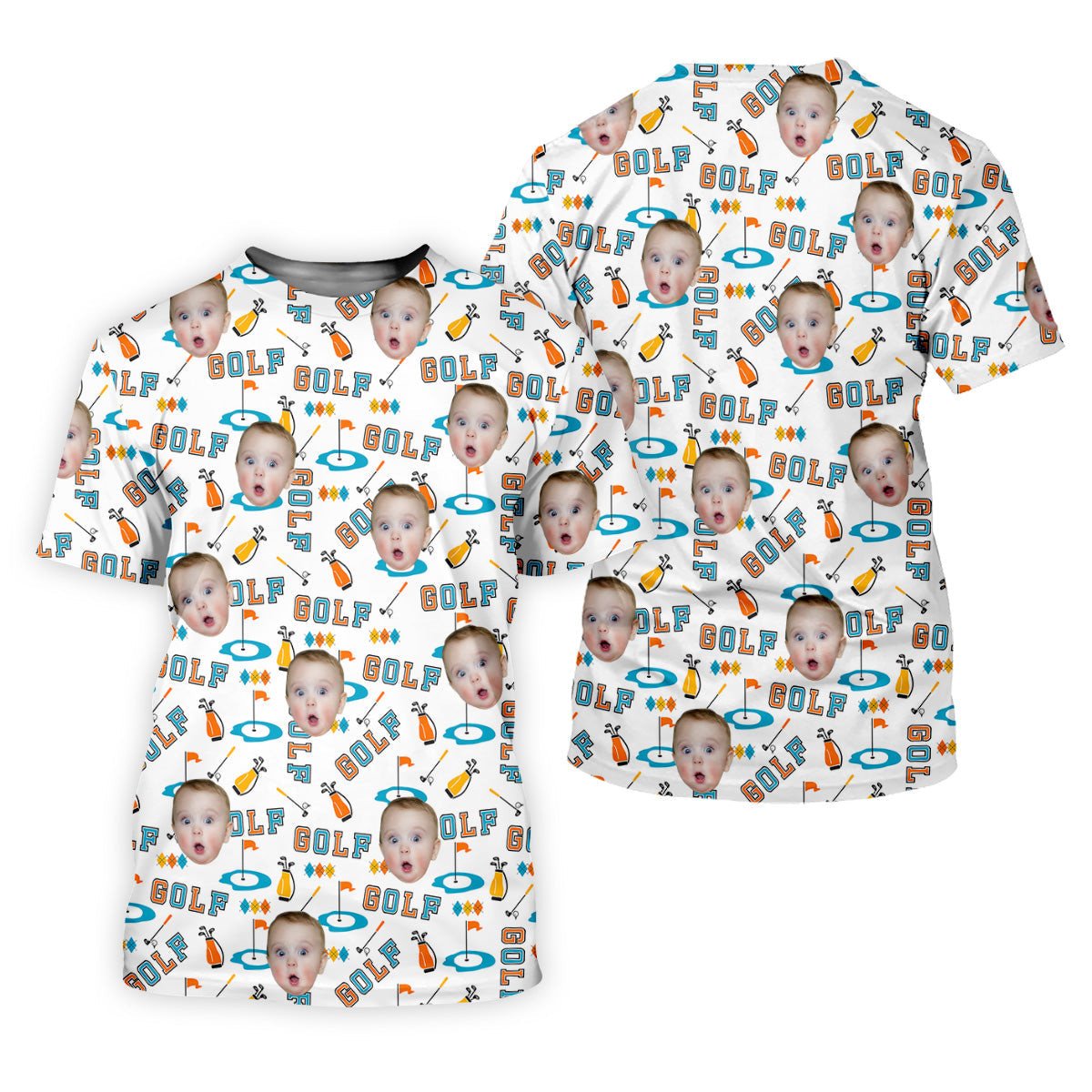 Custom Kids Photo Golf Shirt, Funny Golf Polo Shirt, Gifts For The Golfing Dad, Christmas Golf Gift SH818