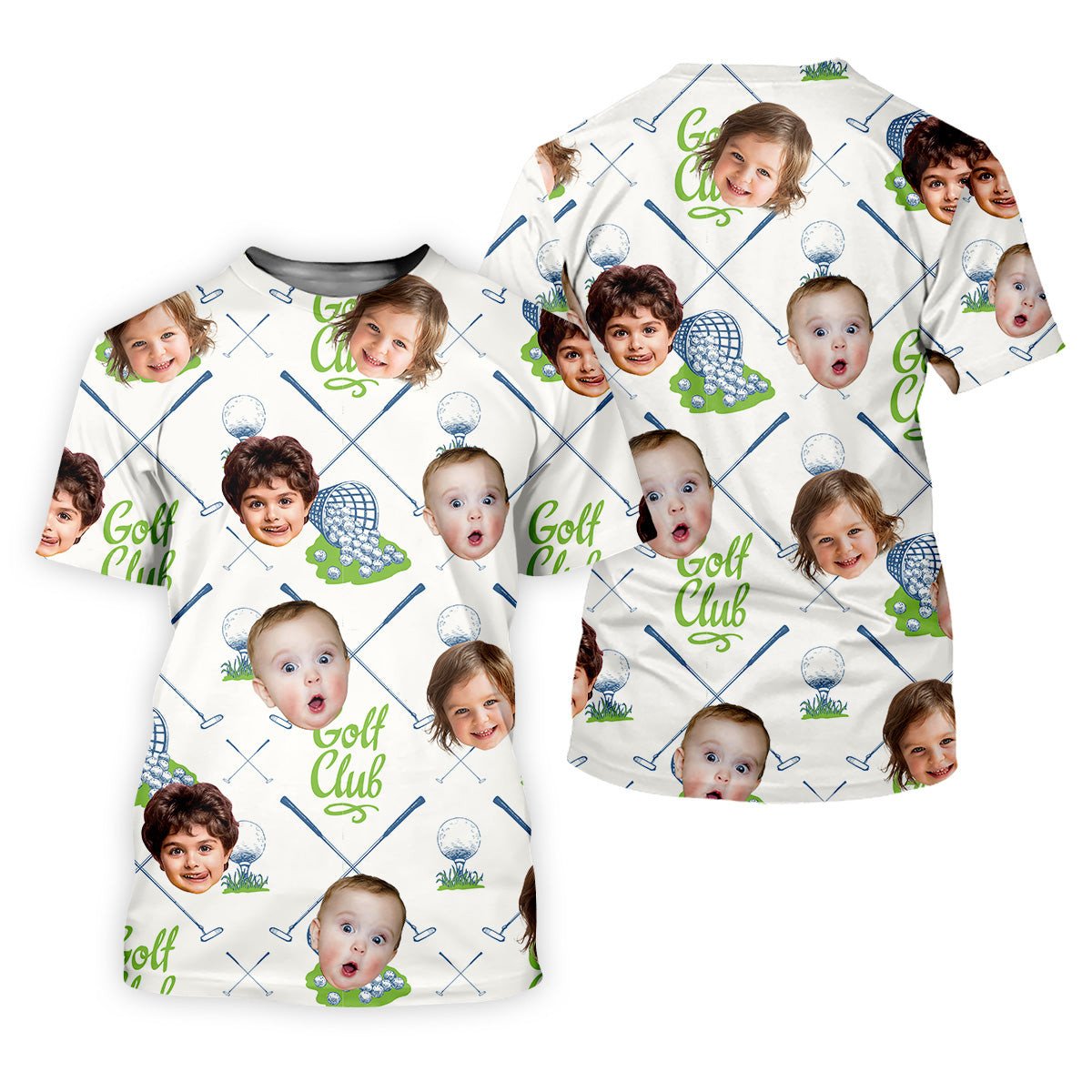 Custom Face Kids Photo Shirt Funny Polo Golf Shirt, Golf Club Shirt, Christmas Golf Gift SH818