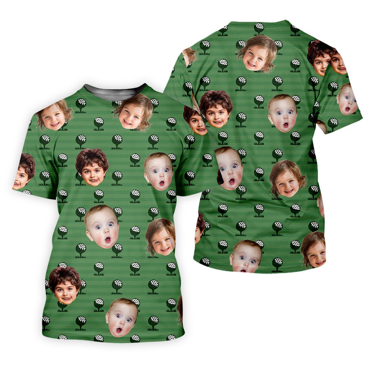 Custom Face Kids Photo Pattern Golf Shirt, Funny Polo Golf Shirt, Christmas Golf Gift SH818