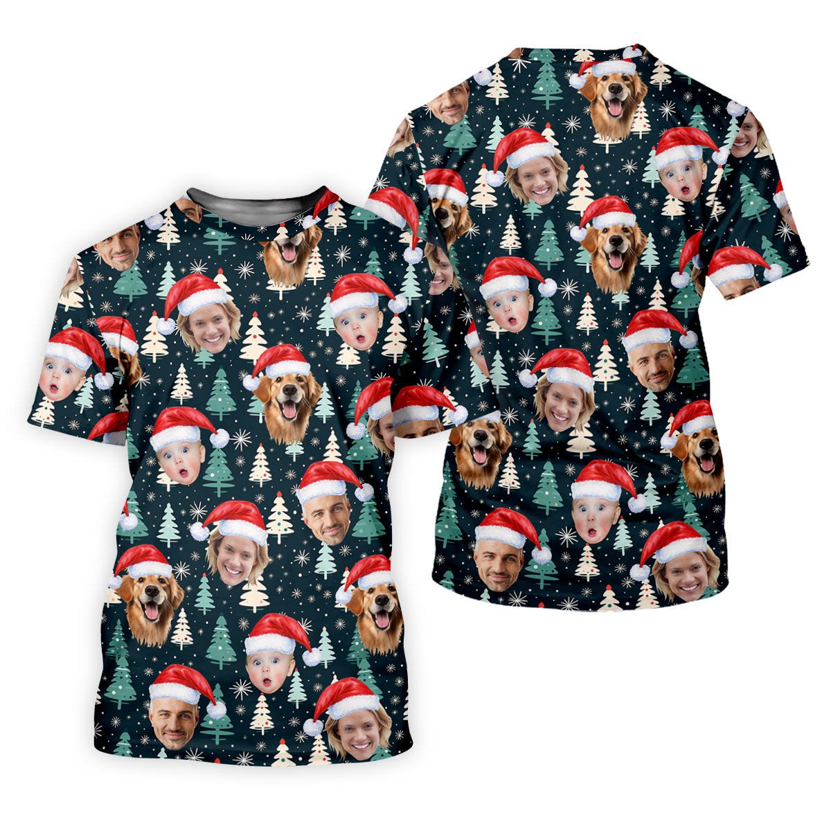Custom Face Little Pine Tree Snowflake Pattern Christmas Golf Shirt, Polo Shirts For Men, Golf Gift For Men SH818