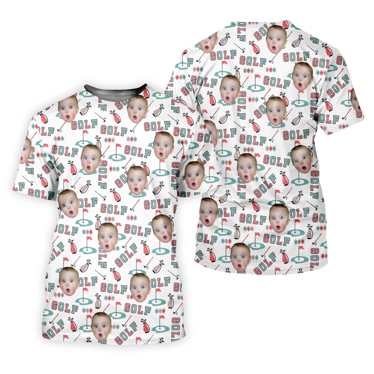 Custom Kid Face Photo, Funny Polo Golf Shirt, Gifts For The Golfing Dad, Christmas Golf Gift SH818
